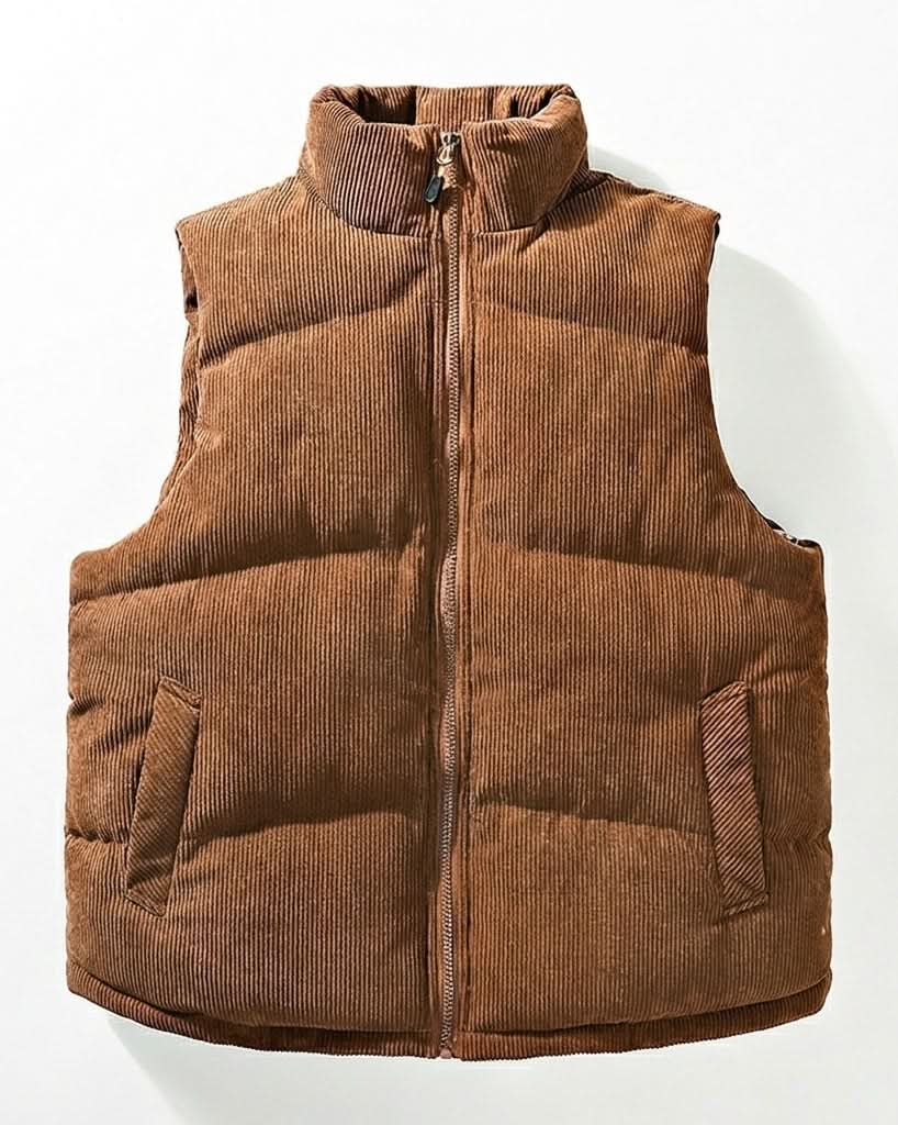 Cord-Steppweste mit Stehkragen