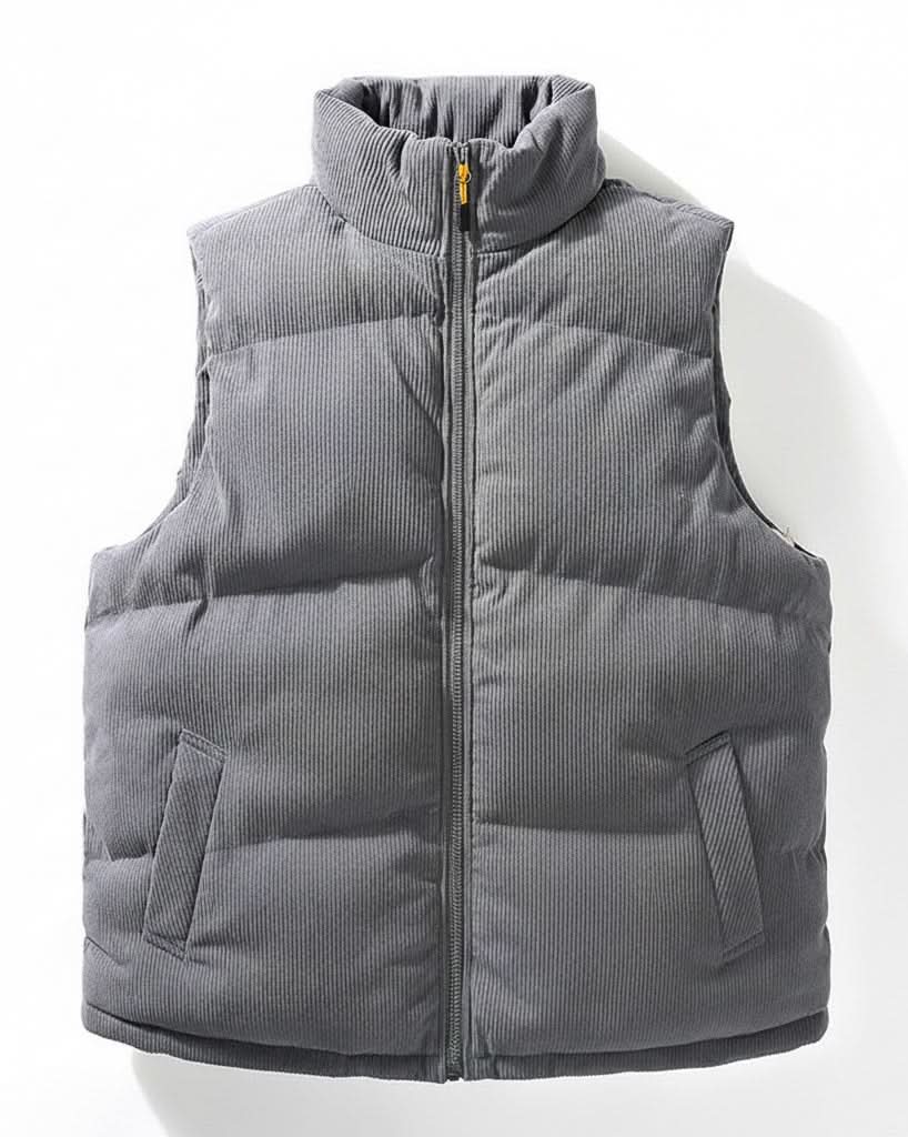Cord-Steppweste mit Stehkragen