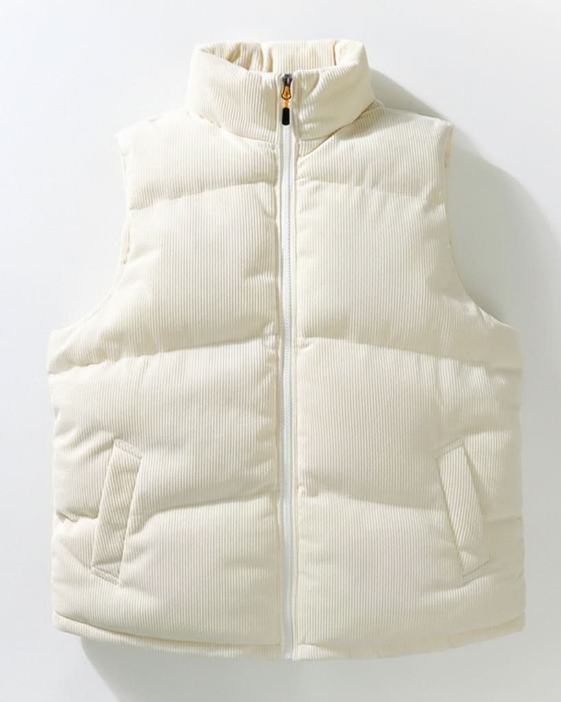 Cord-Steppweste mit Stehkragen