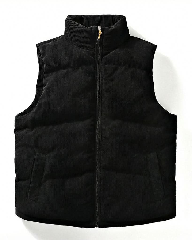 Cord-Steppweste mit Stehkragen