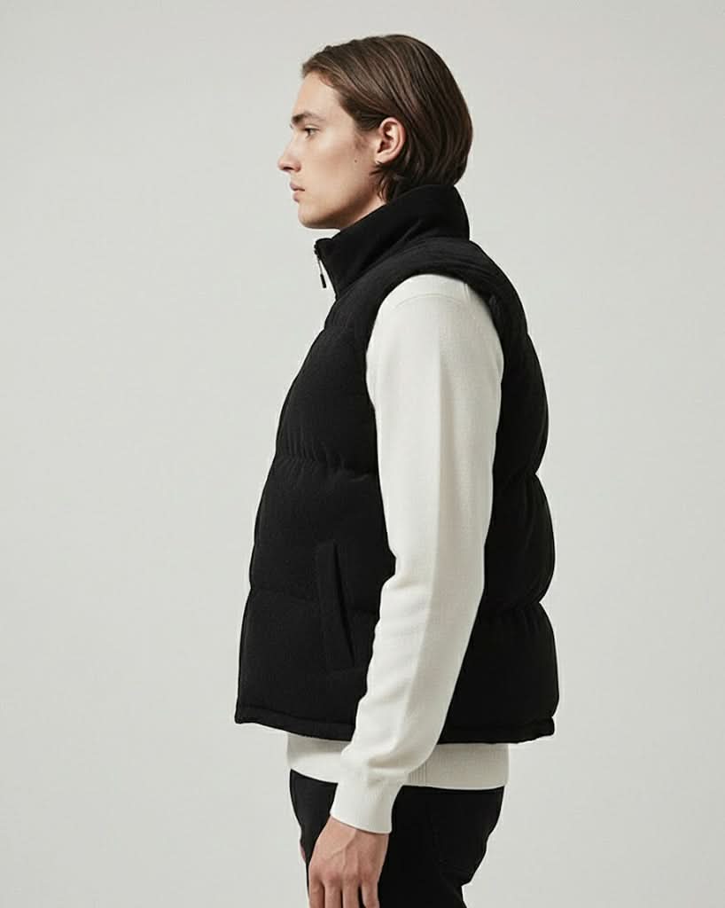 Cord-Steppweste mit Stehkragen