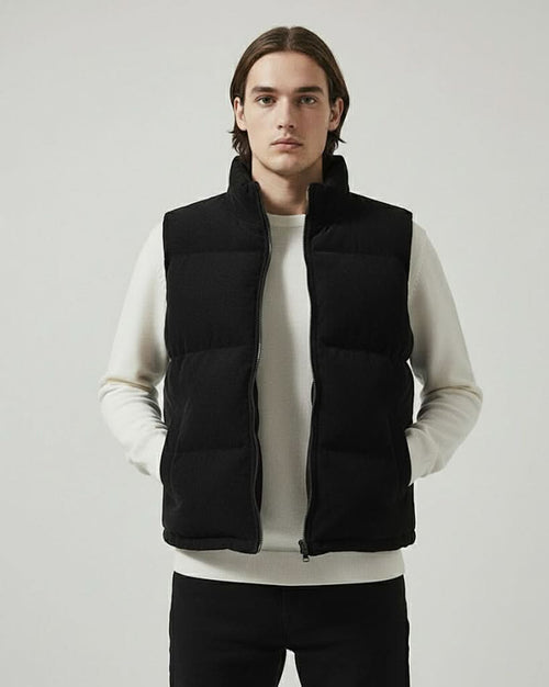 Cord-Steppweste mit Stehkragen