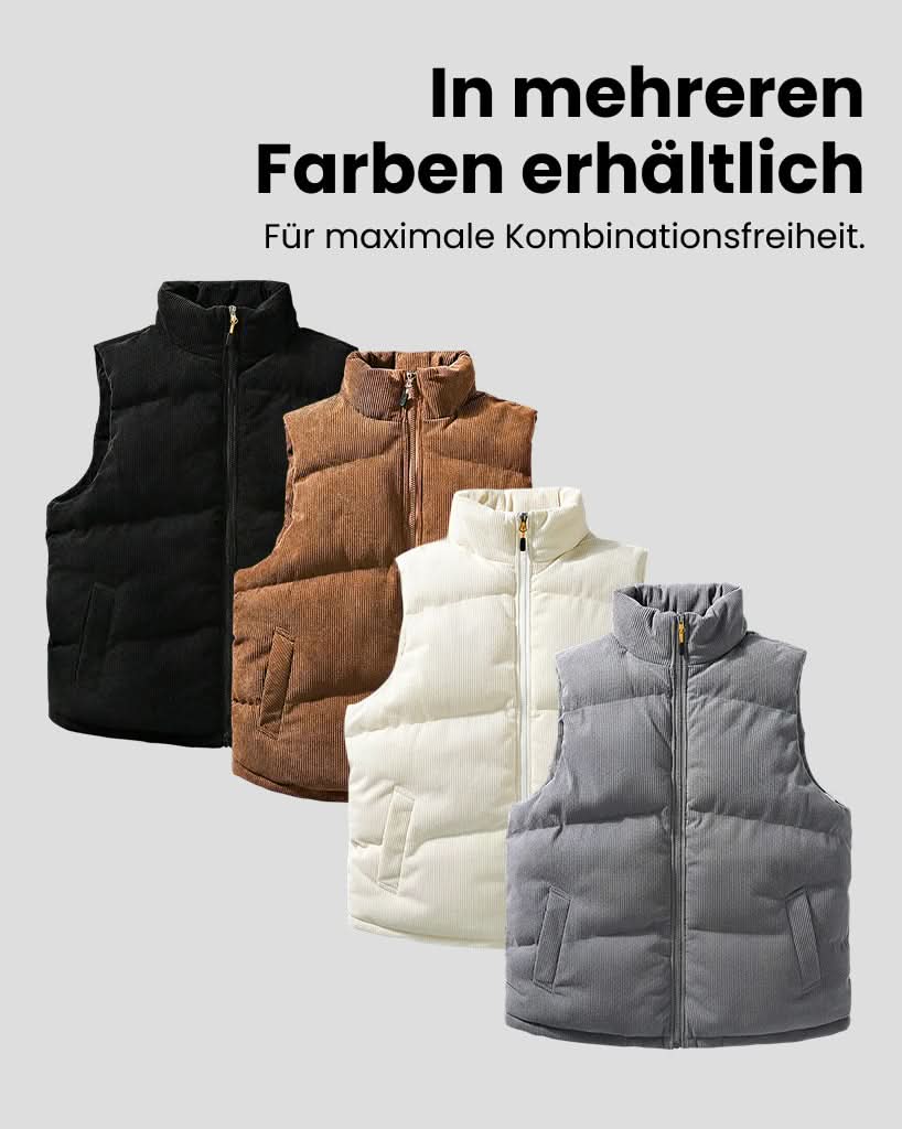 Cord-Steppweste mit Stehkragen