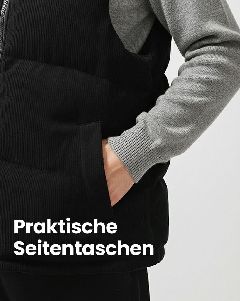 Cord-Steppweste mit Stehkragen